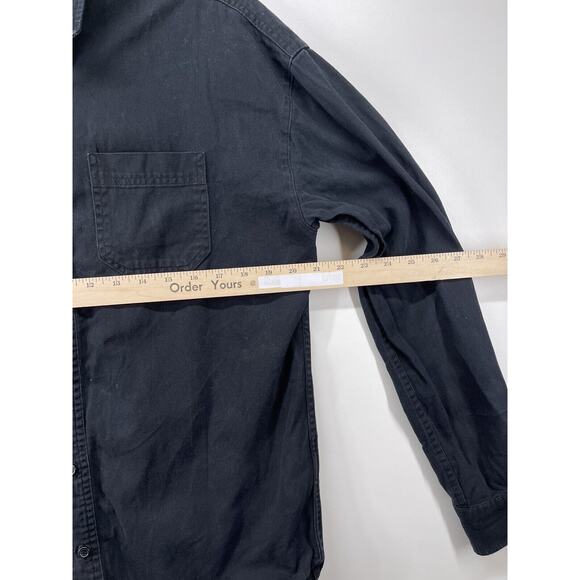 21 Men An American Brand Black button up Shirt Thick dress shirt Sz S Denim Like - Picture 6 of 9